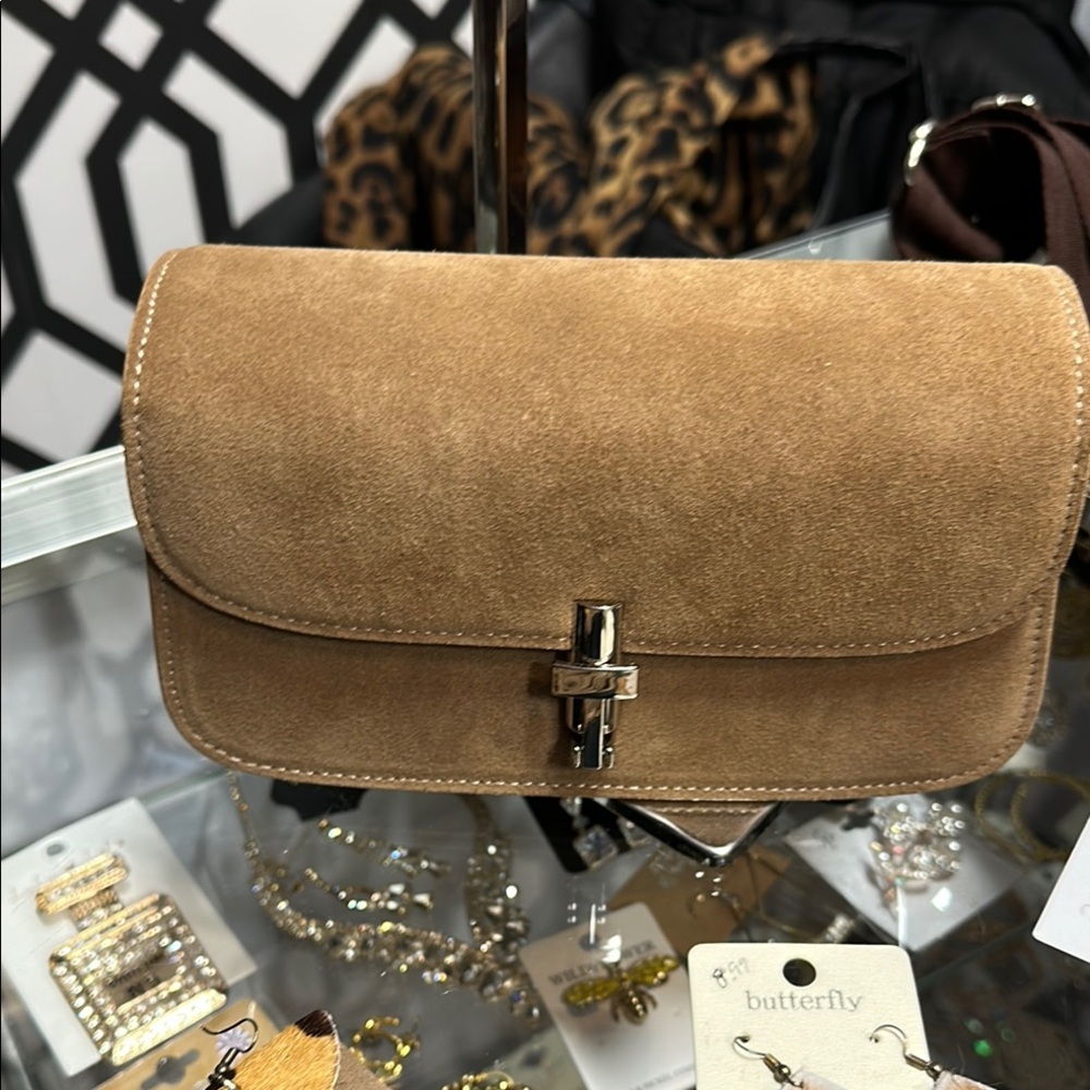 Butter Camel Suede Clutch